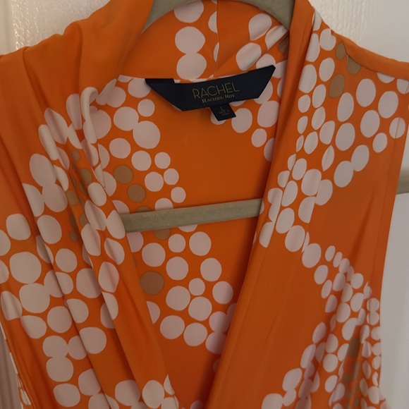 Rachel Roy New W/O Tags Size L orange/White Ruched Waist Sleeveless MIDI Dress - Picture 2 of 4